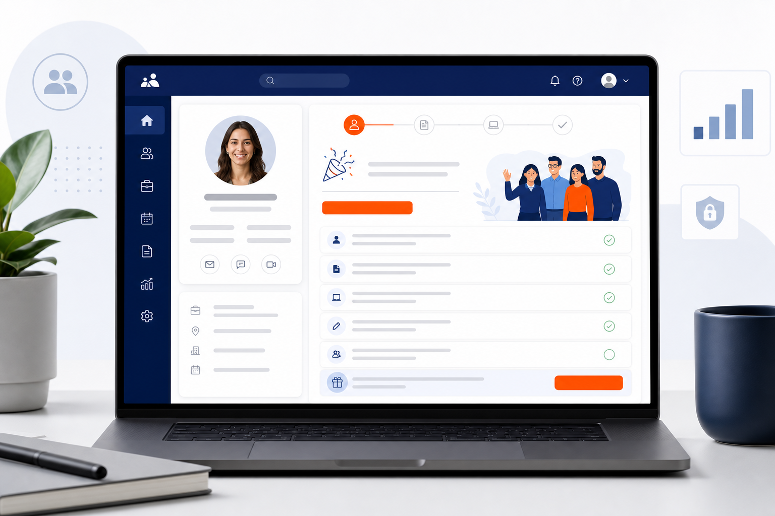 New hire profile created in Saptta HRMS with role, department, reporting manager, and joining details