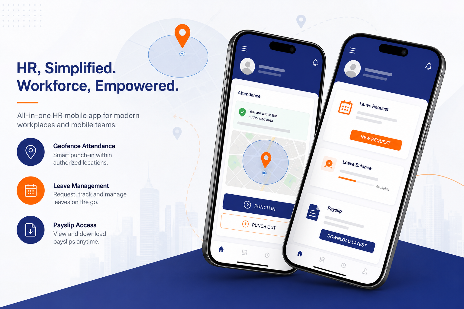 SAPTTA Mobile app — geofence attendance, leave, and payslips on phone