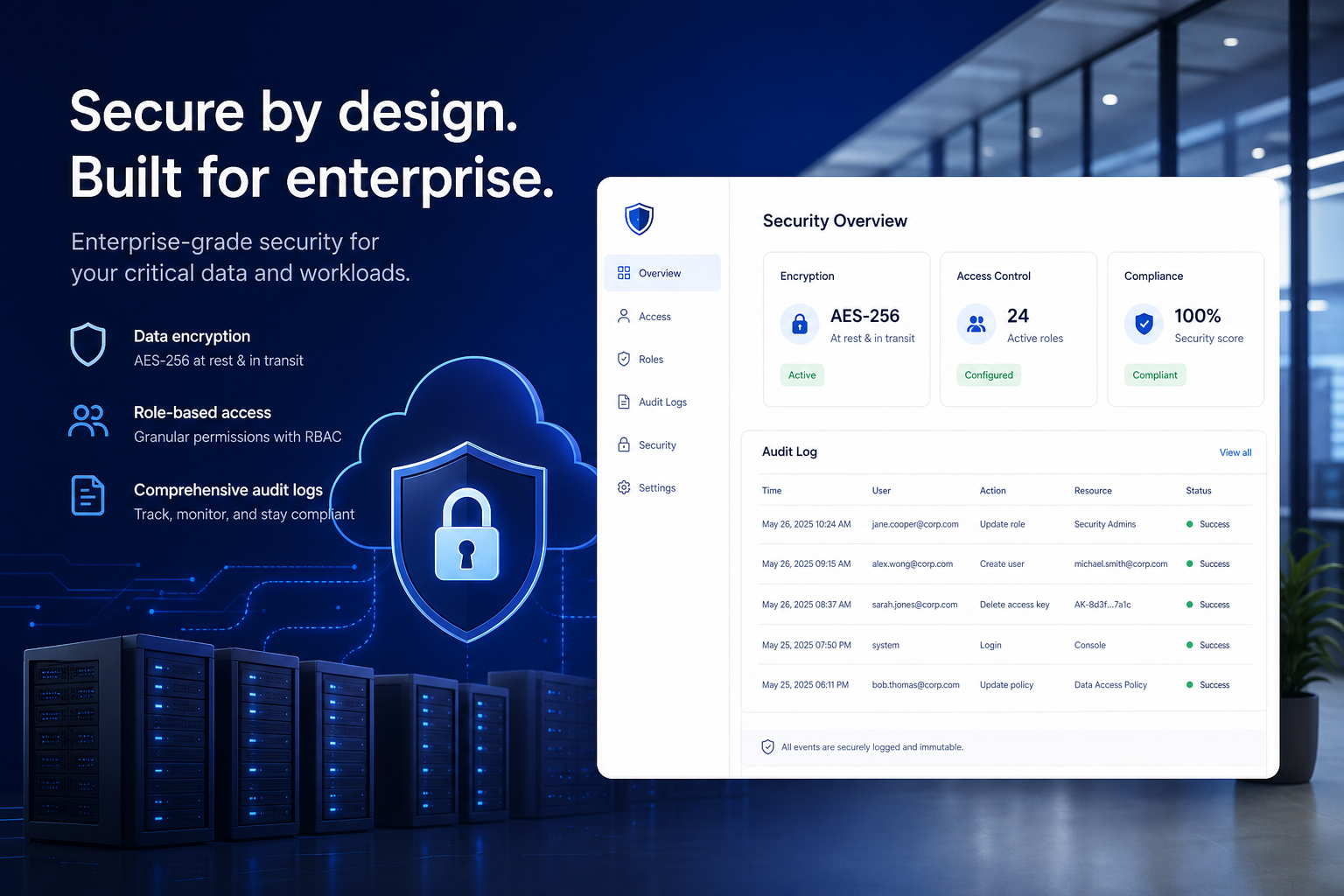 Secure cloud infrastructure and data protection